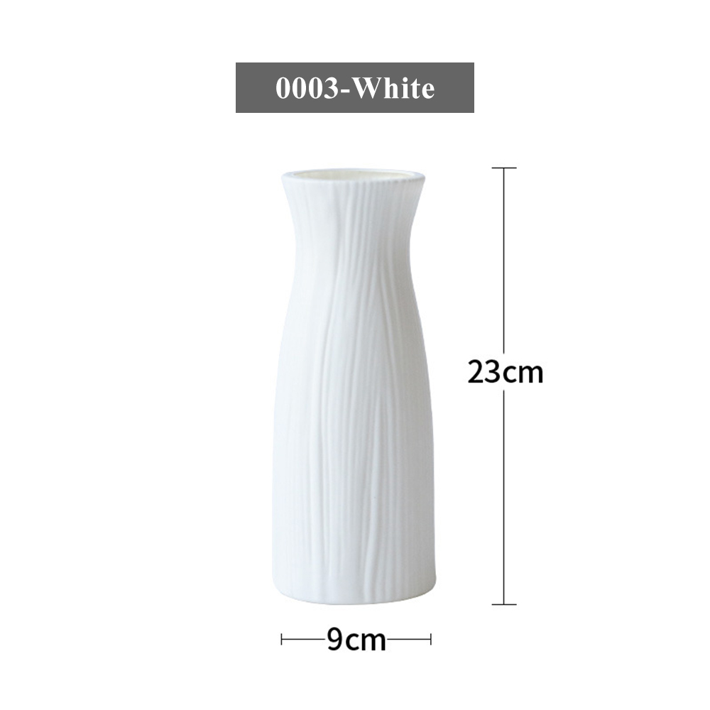1Pce Nordic decorative vase imitation ceramic flower basket plastic vase decorative ornament flower pot vase ornament: 0003 White