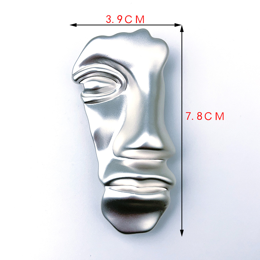 Broches de cara media humana exagerados de moderno para mujeres y hombres, alfileres de personalidad de Metal de Color dorado, decoraciones para fiestas diarias: PLATEADO