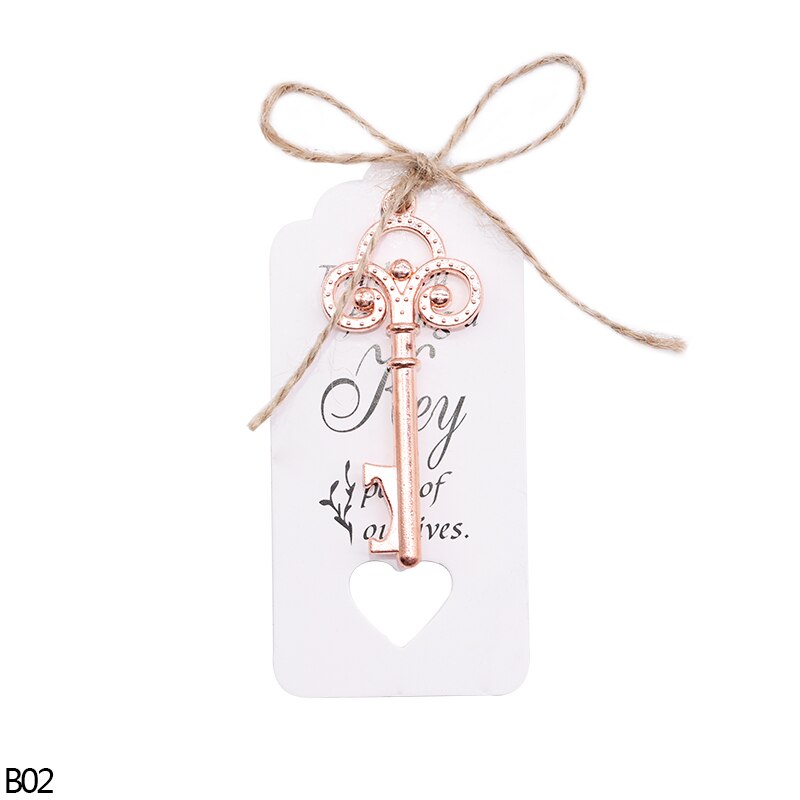 Abrebotellas con forma de llave Retro, abridor de botellas de vino y cerveza portátil de Metal artesanal, llavero, herramienta abierta para boda, accesorios de cocina, 1 ud.: B03