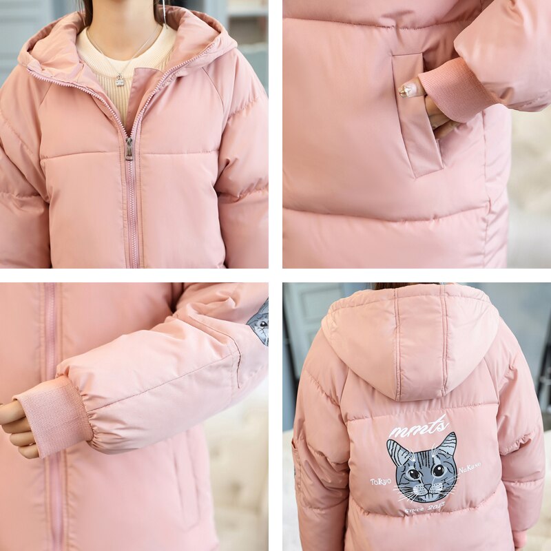 Style coréen hiver femmes doudoune à capuche longue rembourrée femme manteau Parka Mujer Invierno
