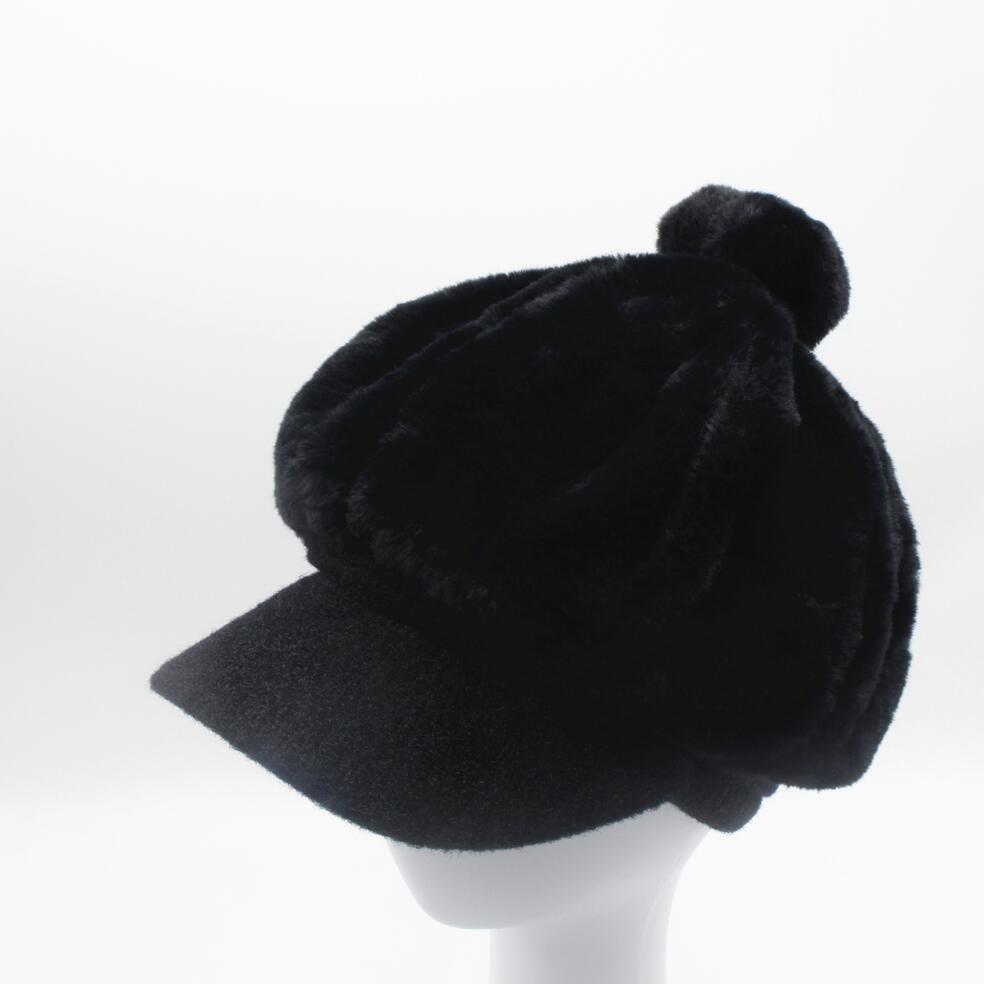 Gorro de punto para niña y niño, boina rosa, octogonal, liso, Newsboy, sombrero para mujer de piel sintética, sombrero de panadero con pompón