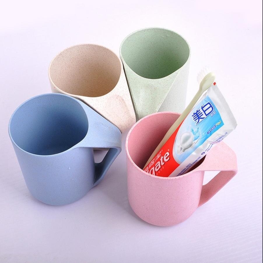 Creatieve Borstel Tanden Cups Tarwe Stro Spoelen Paar Tandenborstel Beker Tanden Cupcass Wassen Cup BBC-129