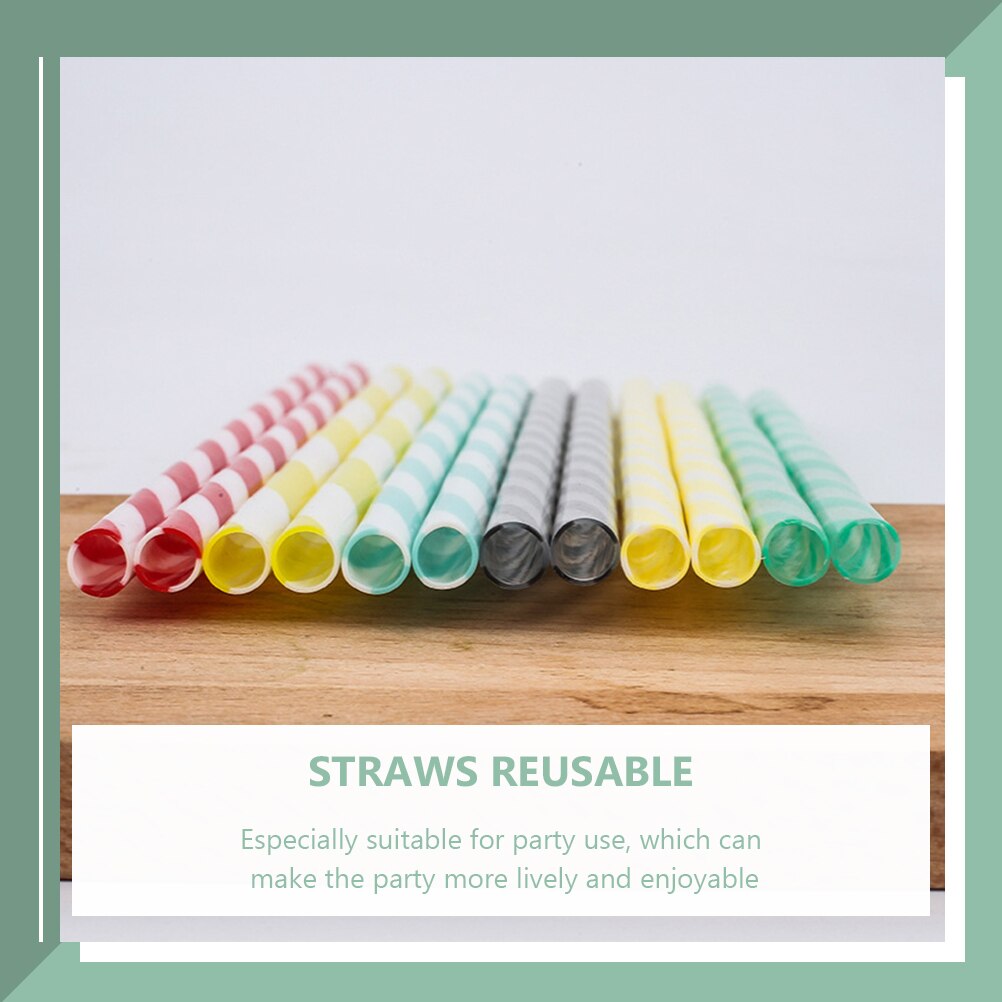 20 Stuks Rietjes Herbruikbare Smoothie Rietjes Streep Party Rietjes