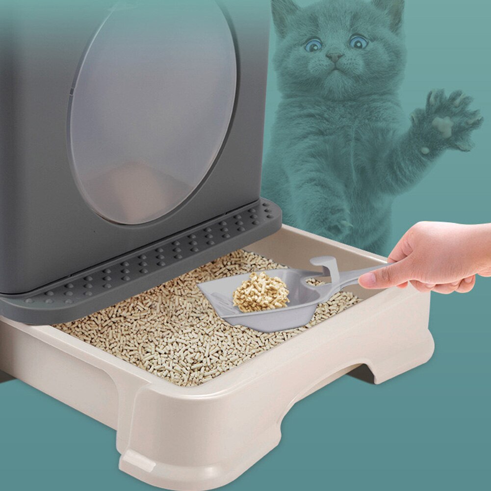 Top Exit Cat Litter Box with Lid Folding Large Enough Kitty Litter Boxes, Front Enter Tray Toilet Including Pet Litter Scoop