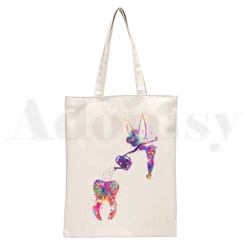 Tooth and Dentist Graphic Aesthetic Funny Handbags Shoulder Bags Casual Shopping Girls Handbag Women Canvas Bag: GRAY