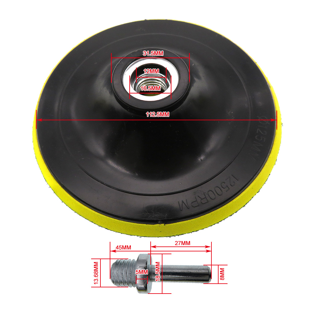 Backing Plate M10/14 Thread Hook and Loop Sanding Pad Adapter 3''4''5''6''7'' Buffing Pad For Dual Action Sander Car Polisher: 5 Inch  M14