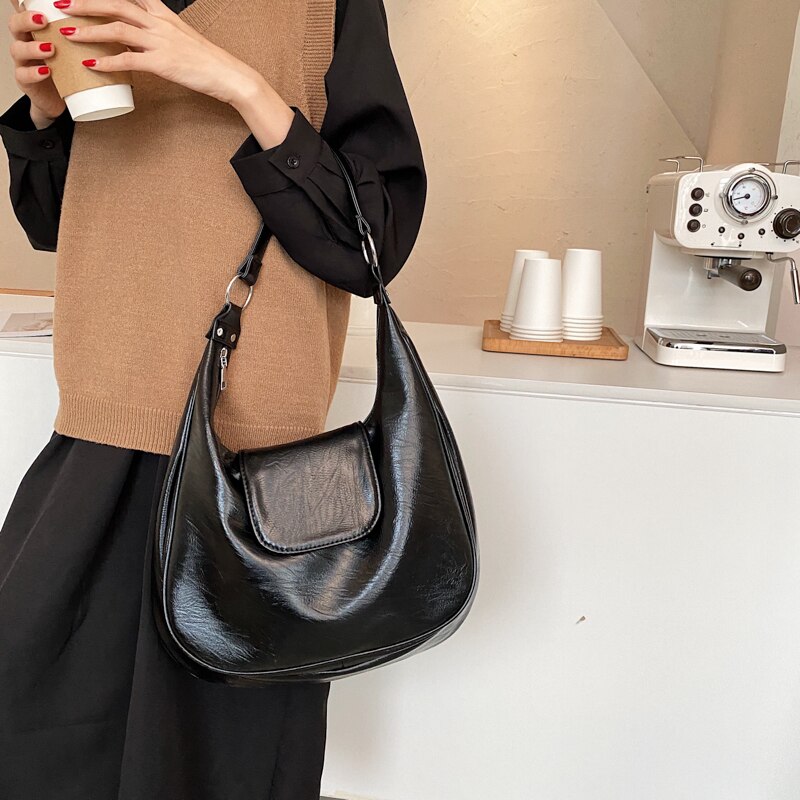 Pu leren vintage handtas voor dames retro merk schoudertas dames eenvoudige handtas