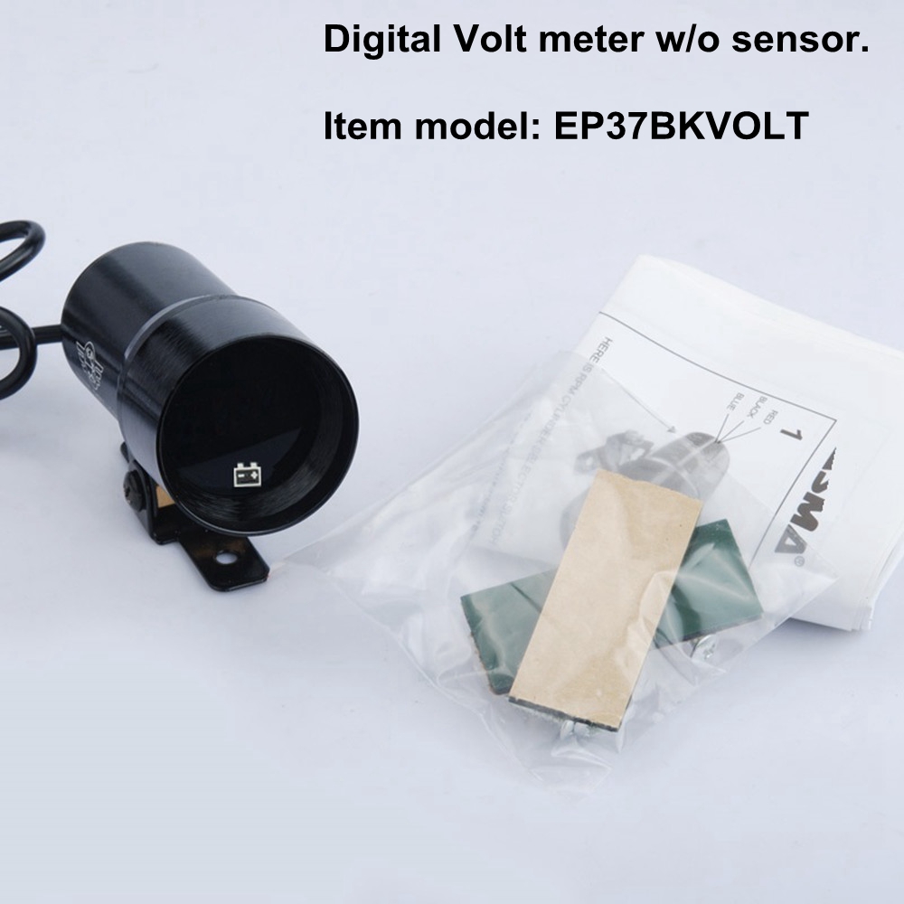 EPMAN 37mm Digital Geraucht Volt Meter Wasser Temp Öl Temp Messgerät Öl Drücken Sie Messgerät Schub Turbo Meter Tachometer EP-DGT-AF: Volt Batterie Messgerät