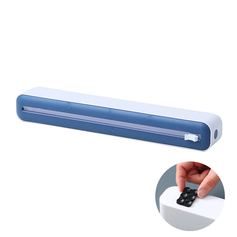 Coupe-film plastique multi-fonctionnel, pour usage domestique, sans déchirure, réfrigérateur, mur, cuisine, alimentaire, SPE: Bleu profond