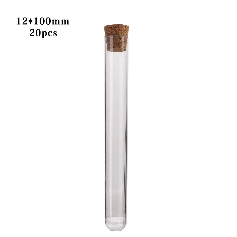 20Stck 12x 100MM transparent Labor Klar Kunststoff Prüfung Rohre Mit Korken Kappen Schule Labor Liefert Speicher Behälter