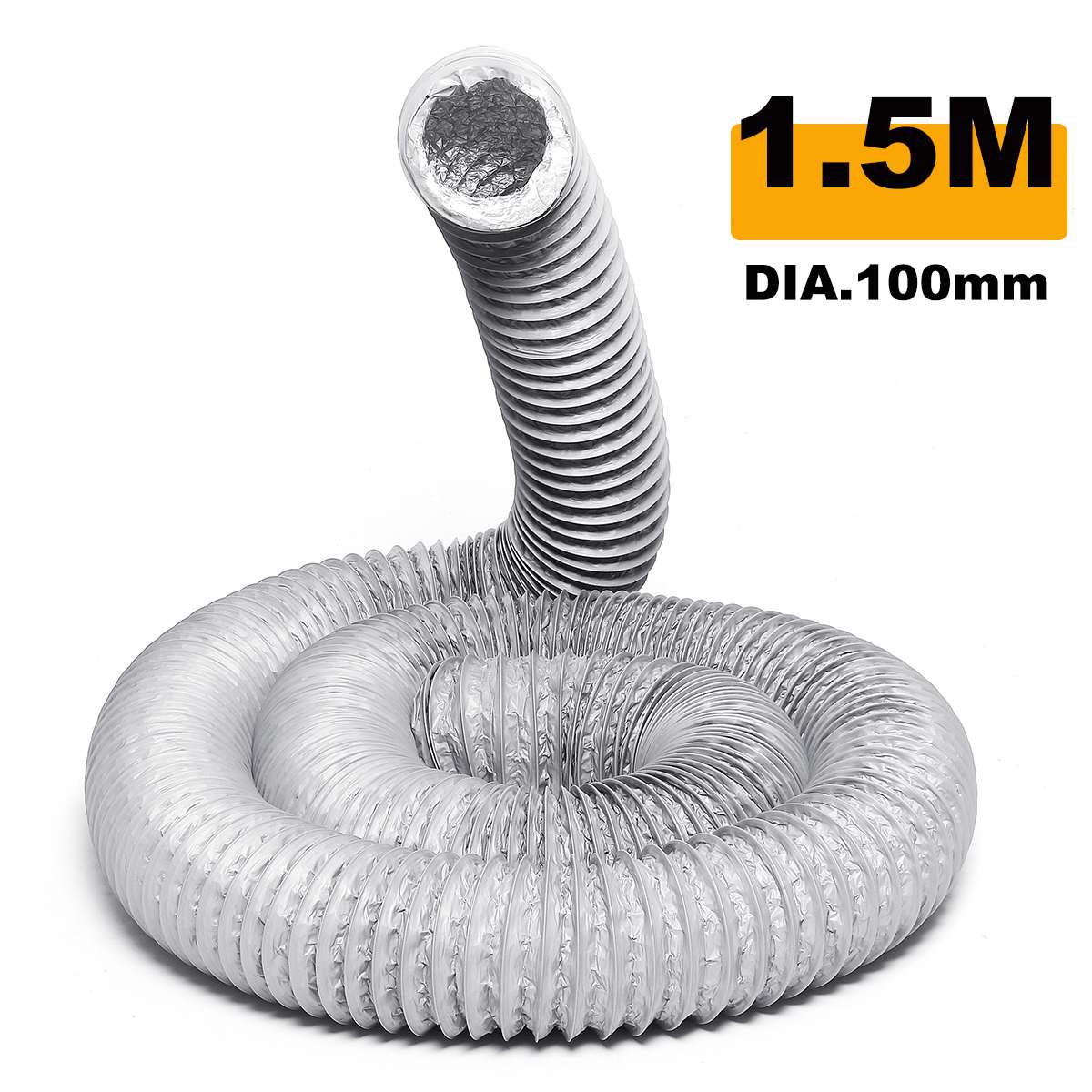 1.5/3/6 Meter Exhaust Pipe Flexible Air Conditioner Exhaust Pipe Vent Hose Duct Outlet 100mm Ventilation Duct Vent Hose: 1.5m