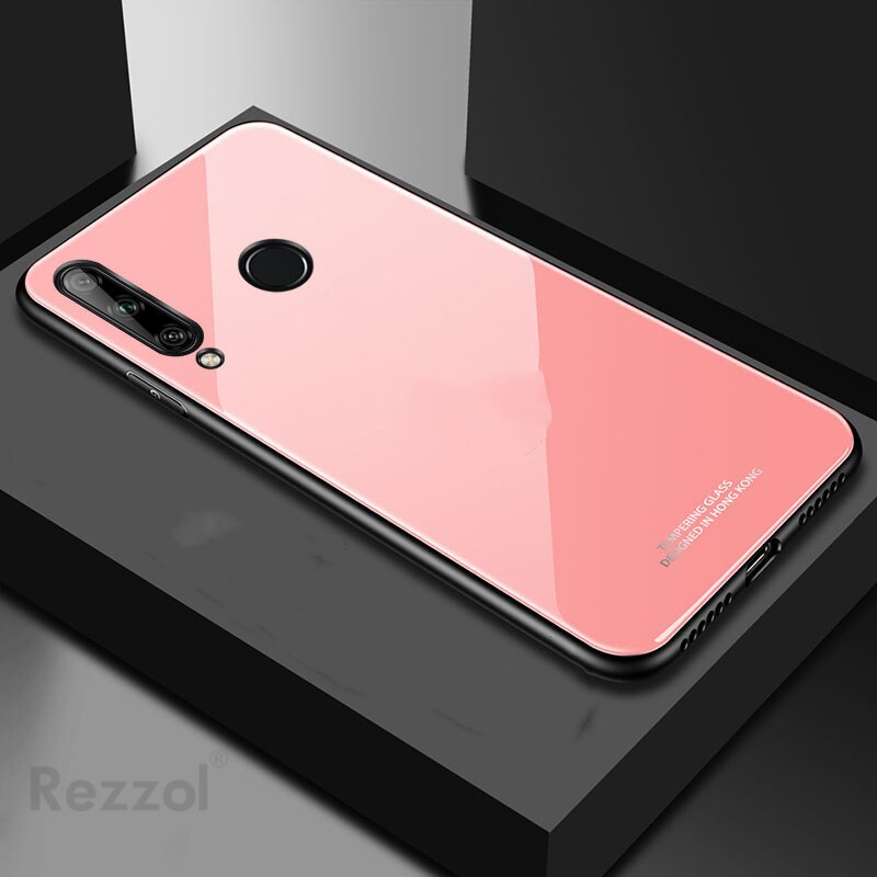 Für Huawei Honor 9X Premium Fall Gehärtetes Glas Harte Rückseitige Abdeckung Für Huawei Ehre 9X Telefon Fall Silikon Rahmen Fundas: For 9X China Version / Pink