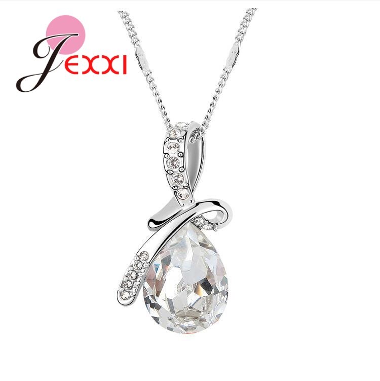 Nouveautés réel 925 bijoux en argent Sterling luxe multicolore cristaux Watedrop pendentif collier pour les femmes: N67808