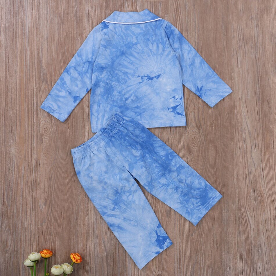 Muababy Quarantine Stay at Home Pajama for Kids Soft Sleeping Clothing Set Boys and Girls Nightgown Shirt+Pants