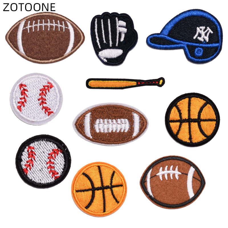 ZOTOONE Iron on Patches for Jackets Volleyball Rugby Baseball Embroidery Patch DIY Heat Transfer Appliques Sew Round Badges D