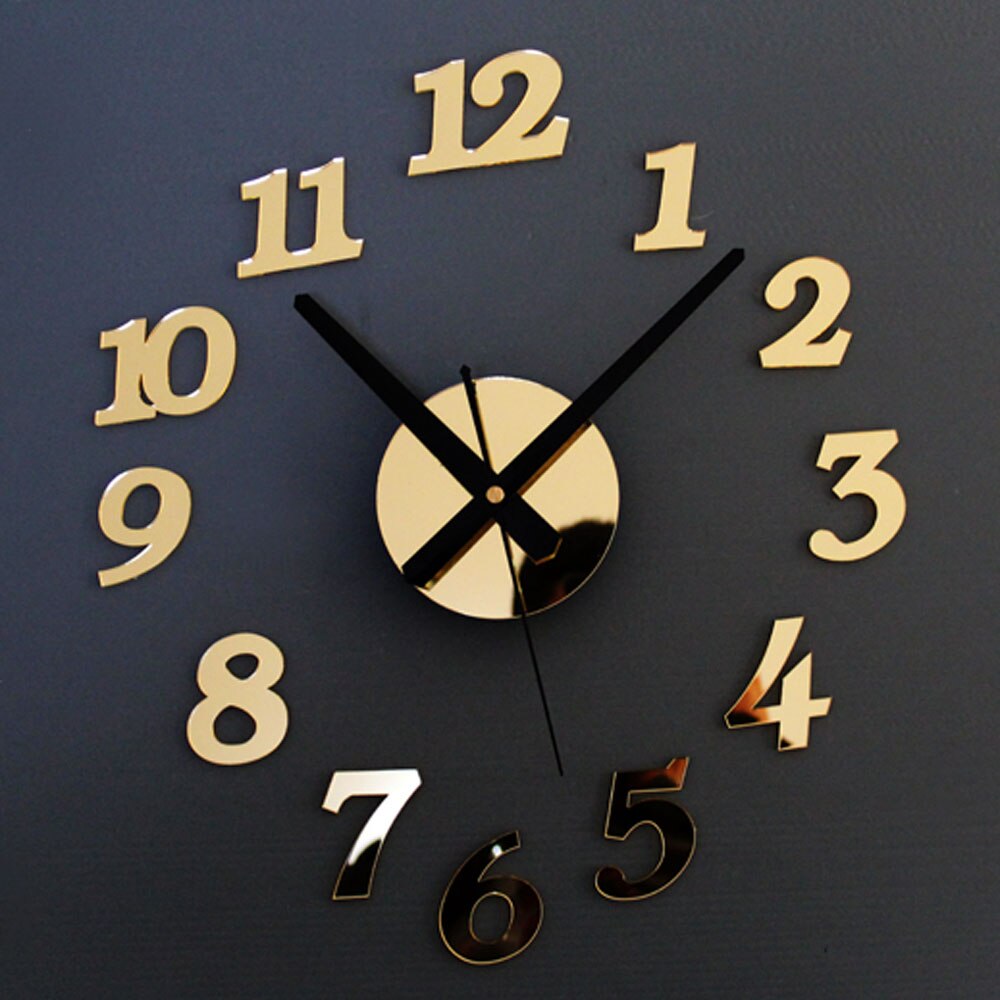 DIY Wandklok Spiegel Nummer Sitickers Modern Uur Horloge Home Decor Goud Zilver