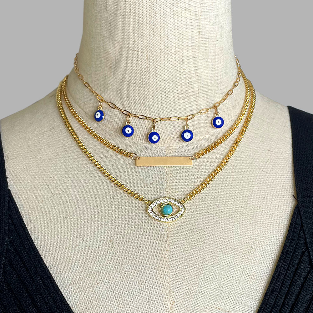 Voel Vintage Blue Evil Eyes Kralen Hanger Ketting Voor Vrouwen Turkse Turquoise Evil Eye Metalen Ketting Ketting Sieraden