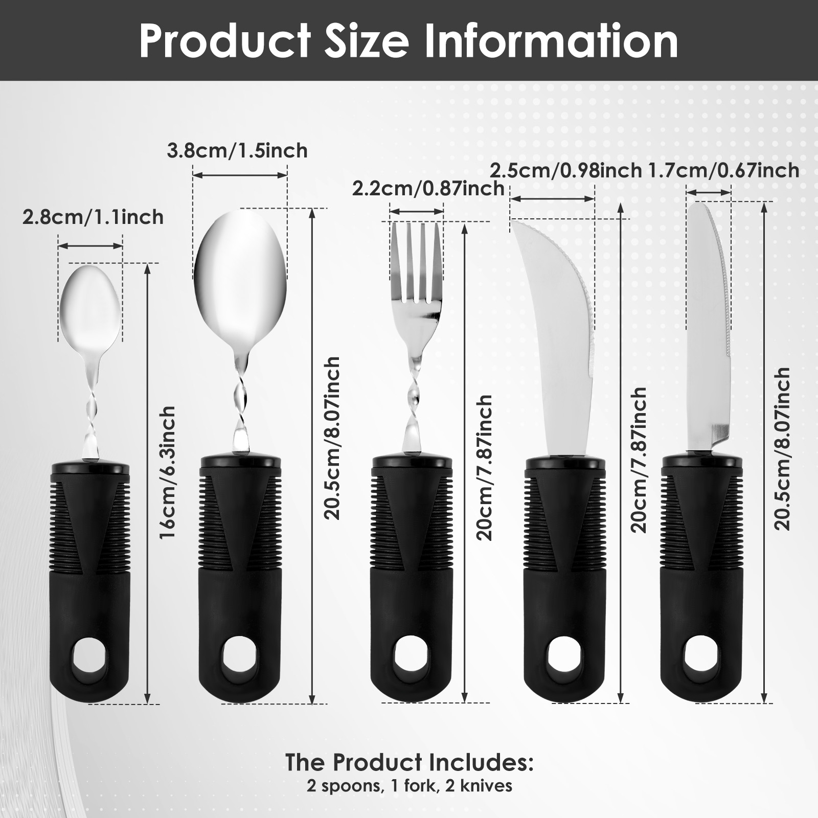 4Pcs Elderly Utensils Adaptive Built Up Utensils Nonslip Spoon Handicapped People Fork Elderly set Parkinsons Silverware