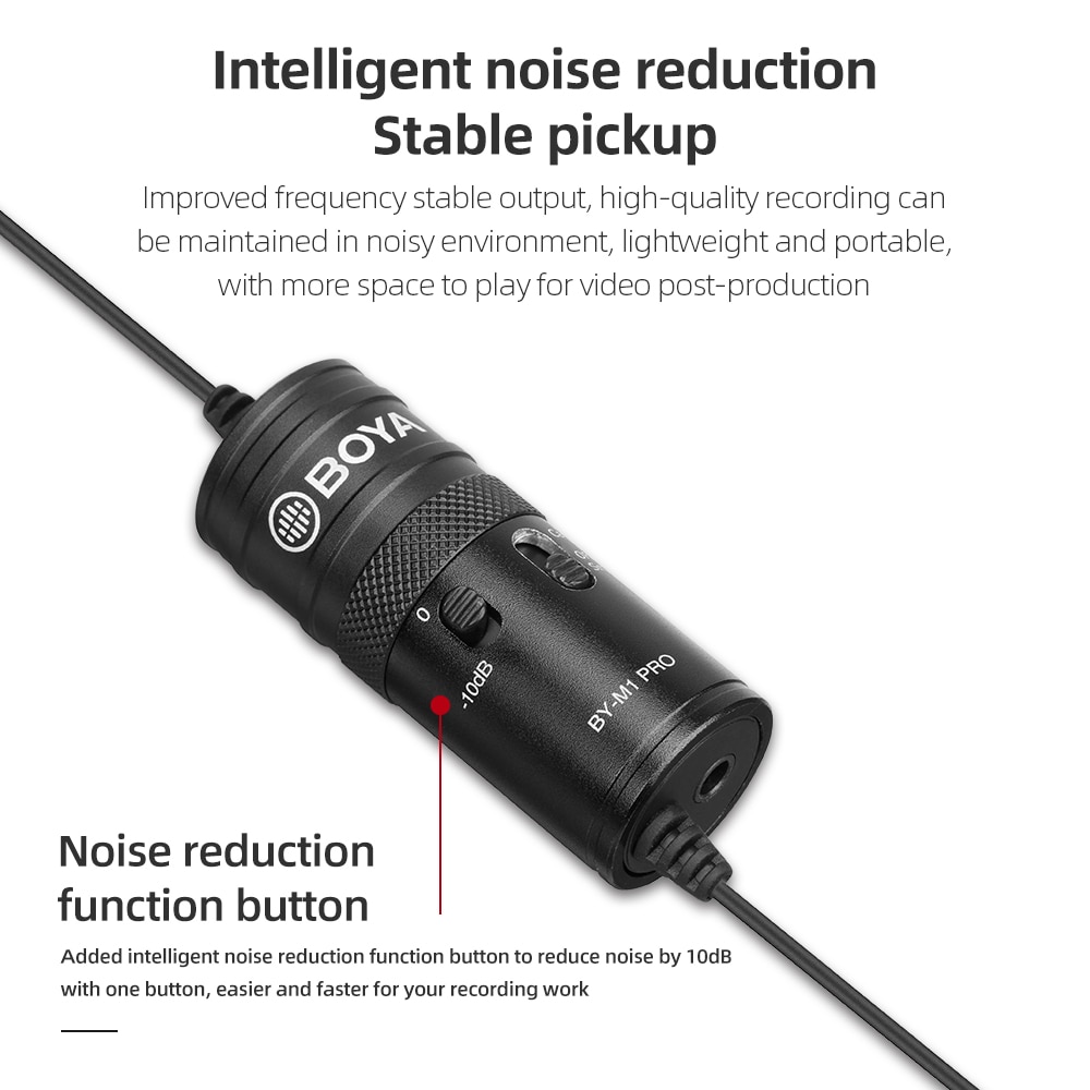 BOYA BY-M1 Pro Lavalier Microphone Clip-on Condenser Mic Wired 3.5mm Mic for iPhone Android Smartphone Vlog DSLR Camcorder Audio