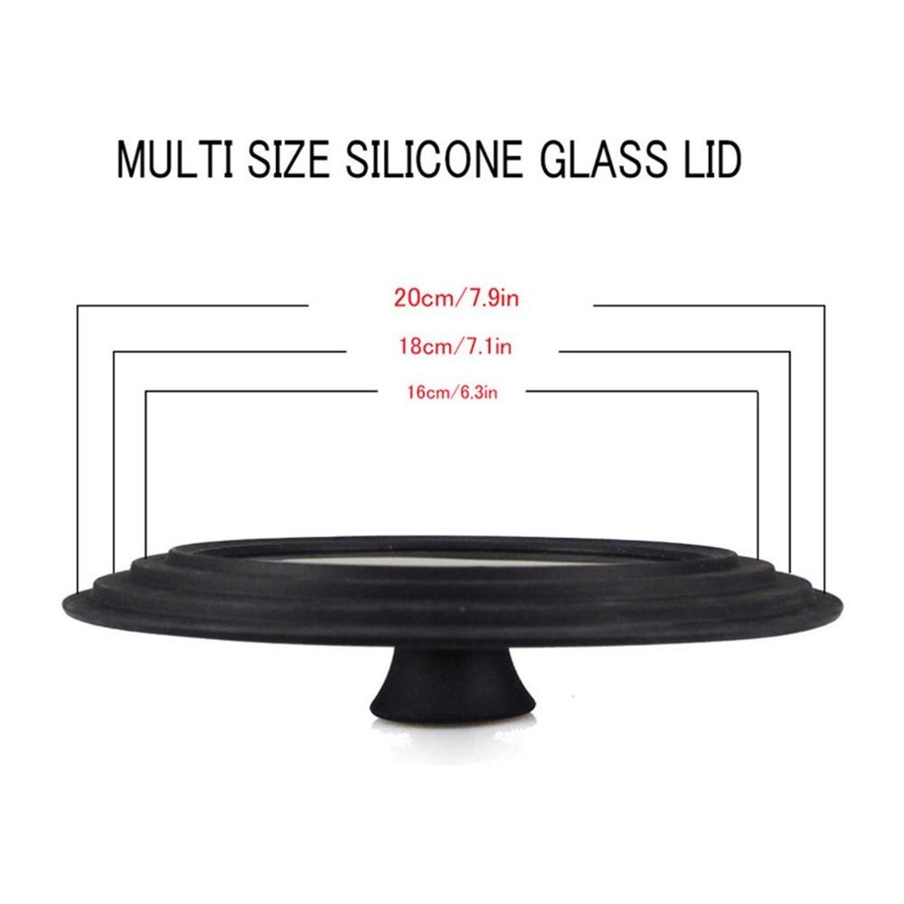 Kitchen Visible Pan Lids Multifunction Stainless Steel Visual Lid Anti-Fall Tempered Glass Silicone Lid Kitchen Accessories: 16-18-20cm