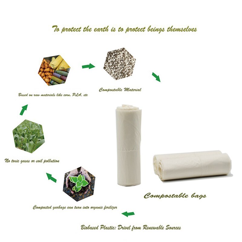 Kitchen Environmentally Biodegradable Garbage Bags Compostable Bags PBAT + PLA + starch 44*60CM