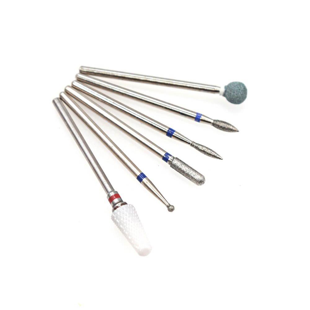 6 Stuks Nail Drill Bit Set Diamond Keramische Nozzle Voor Manicure Elektrische Frees Voor Manicure Machine Frees Voor nail: Licht Groen