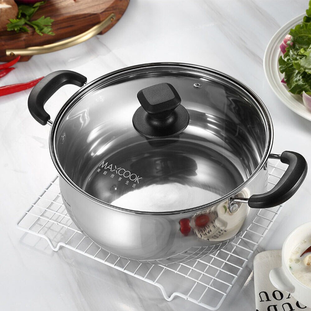 24CM Stainless Steel Soup Pot Non Stick Cookware Set Pans Pots Saucepan Cooking With A Lid Random Type