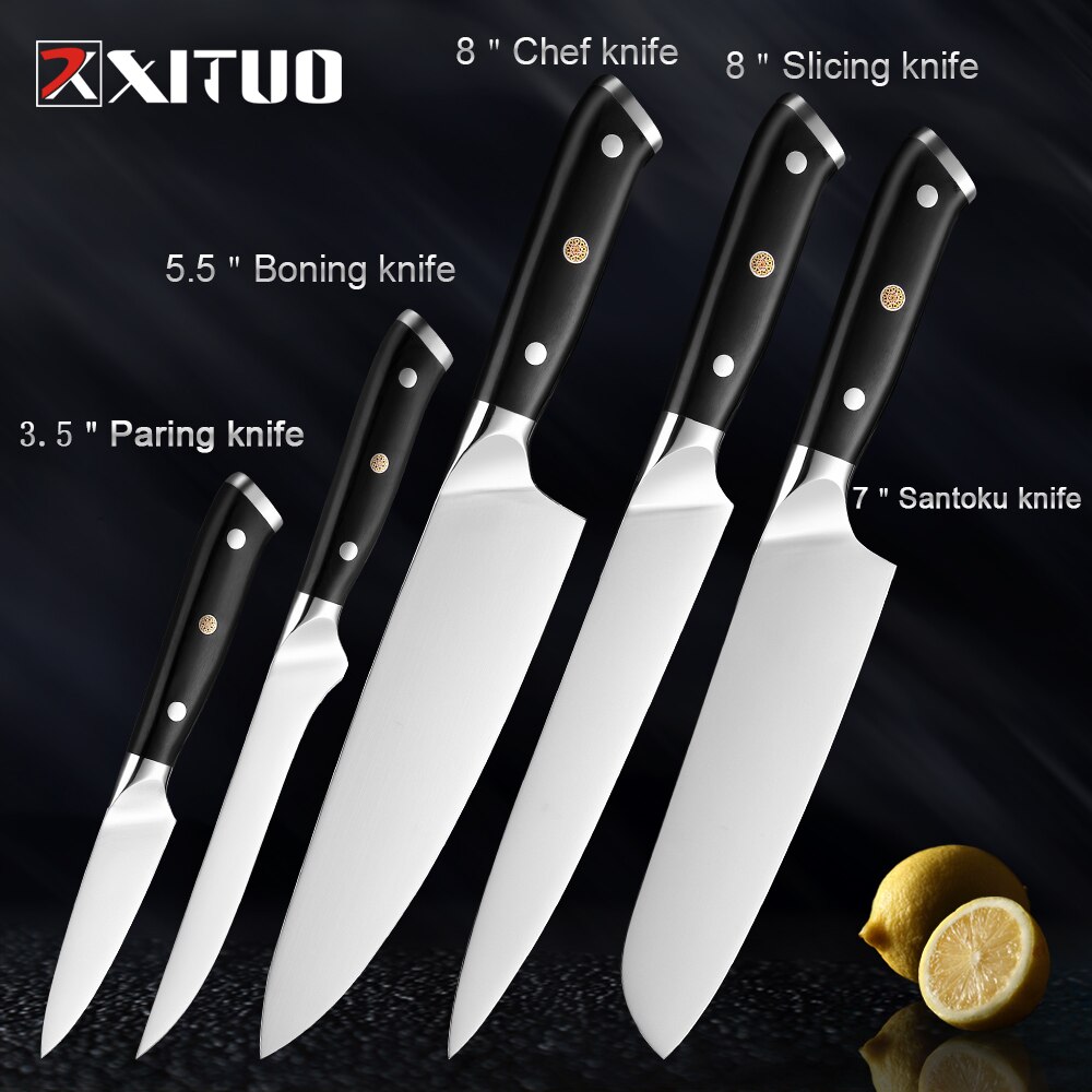 Xituo premium kjøkkenkniv sett høyytelses skarpt blad tysk stål kokkekniv verktøy santoku kniv hjemmelaget matlagingsverktøy