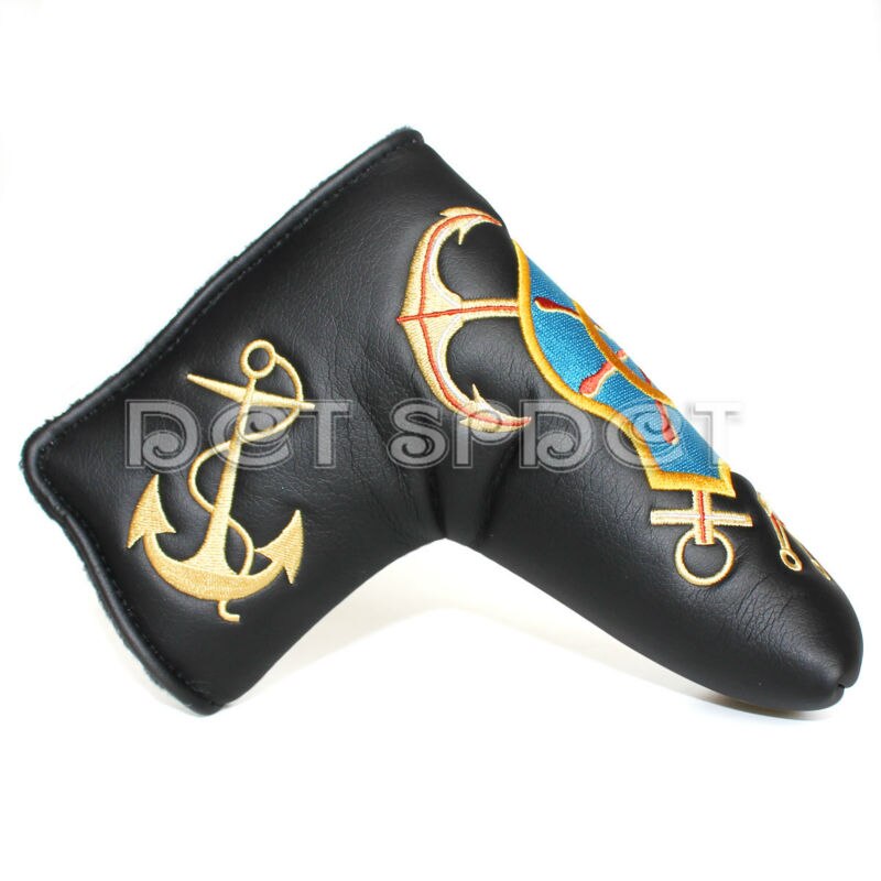 Golfputterhoes met magnetische sluiting, zwart pu-leer, oceaananker