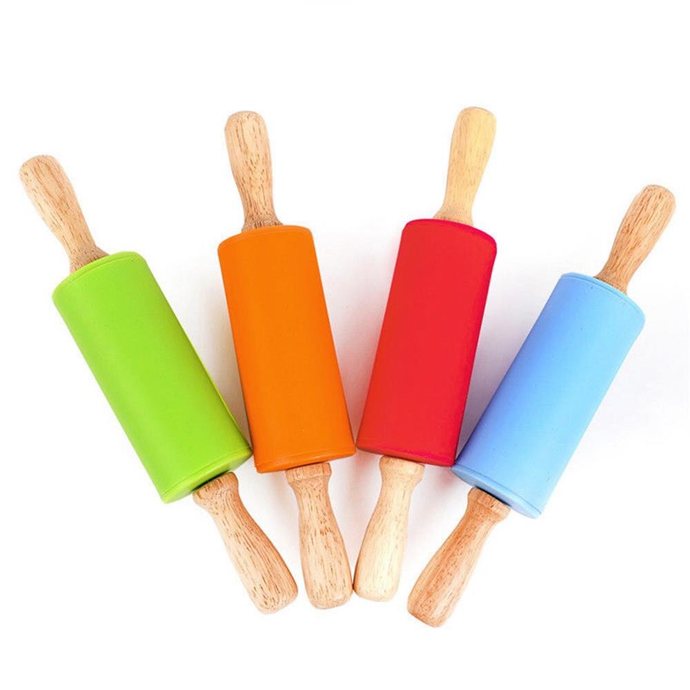 Houten Siliconen Rollen Rolling Pin Voor Kinderen Keuken Koken Bakken Tool Voor Pasta Cookie Deeg Gebak Keuken Tool 19DEC23