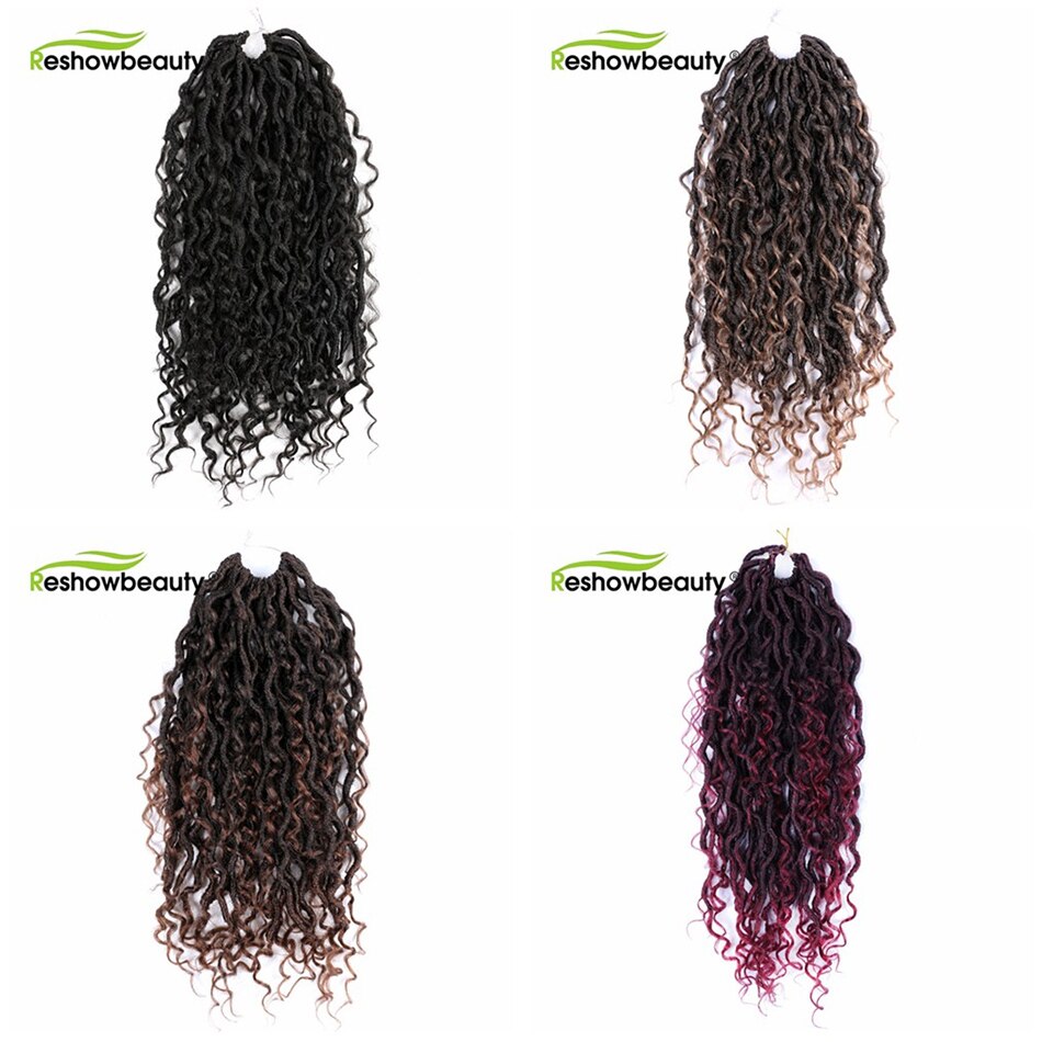 Braiding Hair Extension River Faux Locs Synthetic Curly Ends Crochet Hair 18 Inches 90 Gram RESHOWBEAUTY