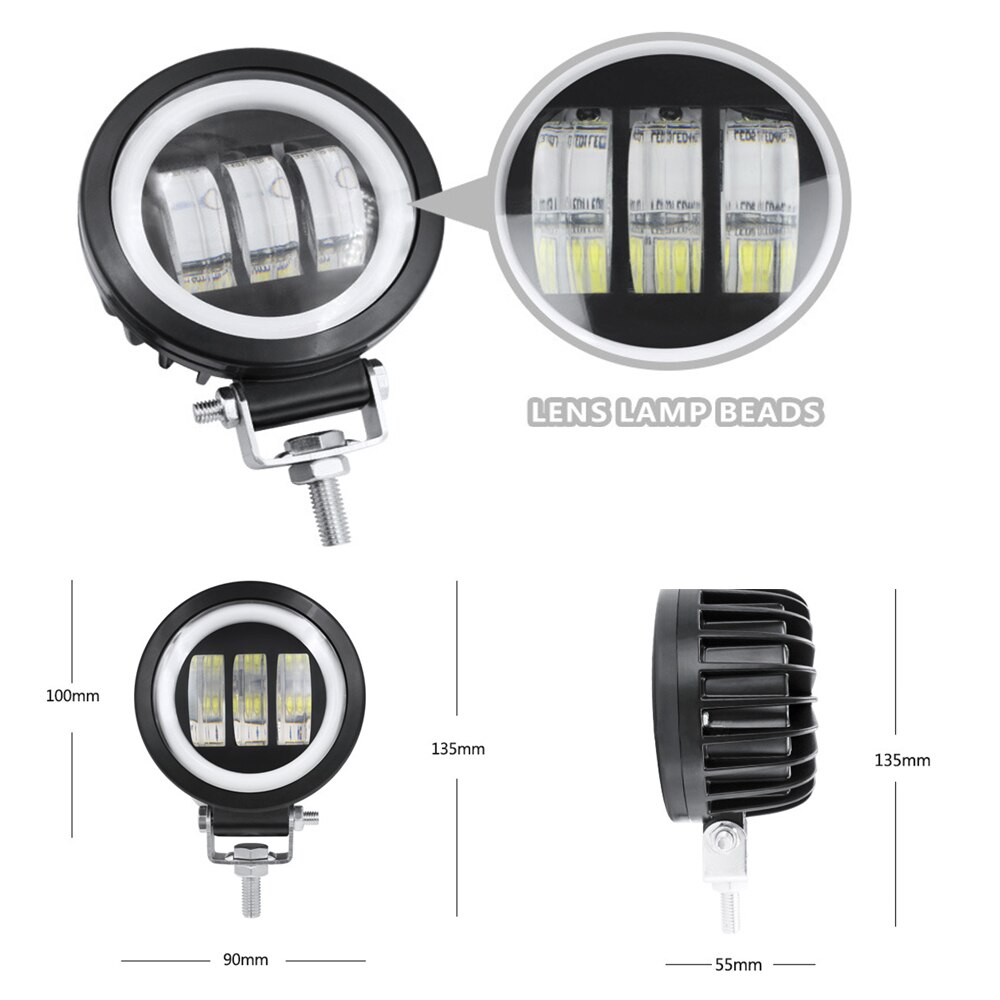 6D Lens 5 Inch Round Square Led Work Light For Car 4x4 Offroad Truck Boat UAZ ATV 12V 24V Led Angel Eyes Driving Lights。