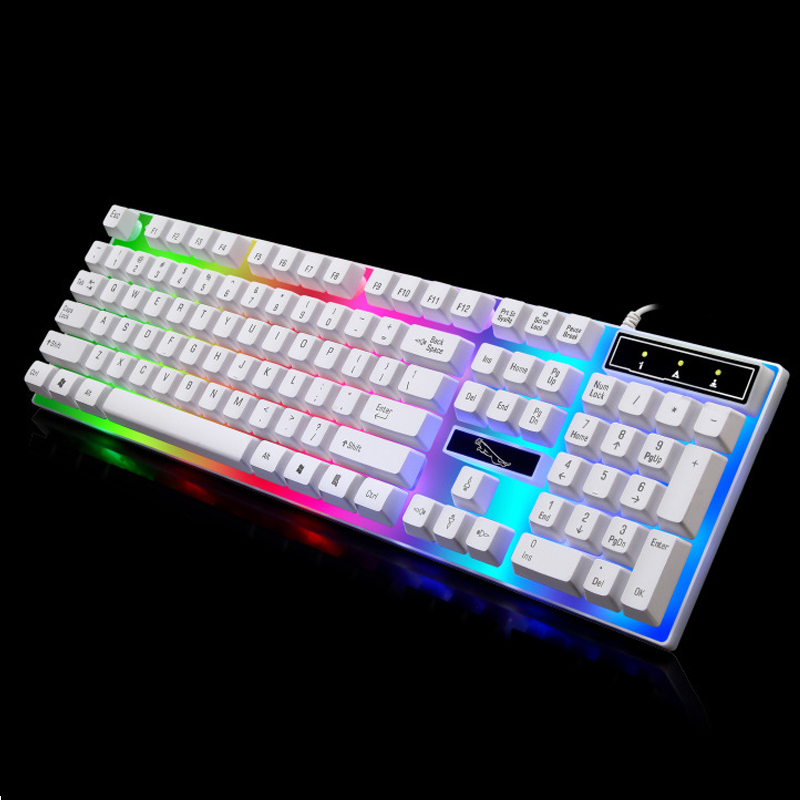 Mechanisch Gaming Toetsenbord Blauw es USB Bedraad Cool Bedraad Retro Stoom Punk Typemachine Ronde Keycaps 104 toetsen (Kleur: B) (Wit