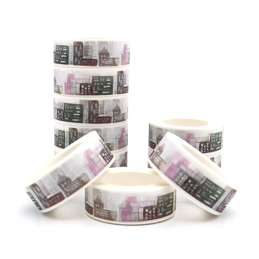 10m*15mm Hand-Painted Pattern Washi Tape Decorative Sticky Paper Masking Tape Self Adhesive Tape Scrapbook Tape 1 PCS