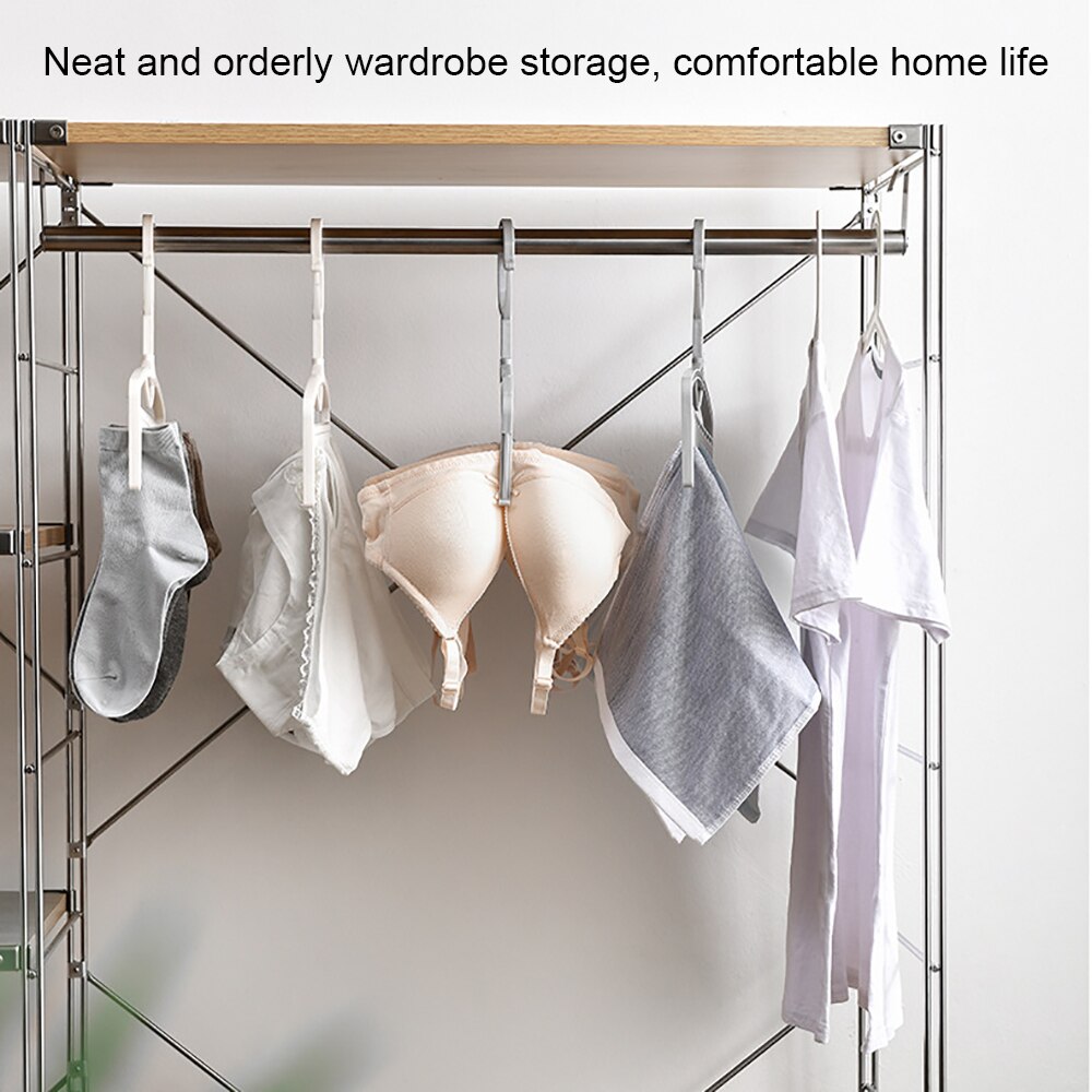 4 stuks magische sokkenhangers, ruimtebesparende hangers, kledingorganizer, droogrekken, draaibaar, winddicht rek met 10 clips