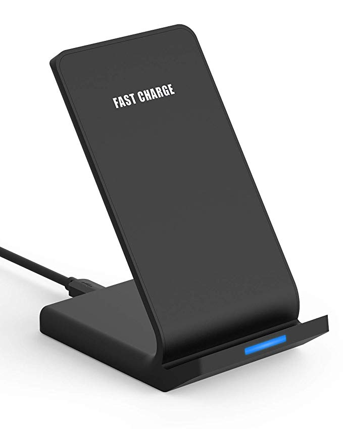 Wireless Charger 10W Qi-Certified Fast Wireless Charging Stand for Most Mobile High Power Induction Fast Charge Phone Holder: Black