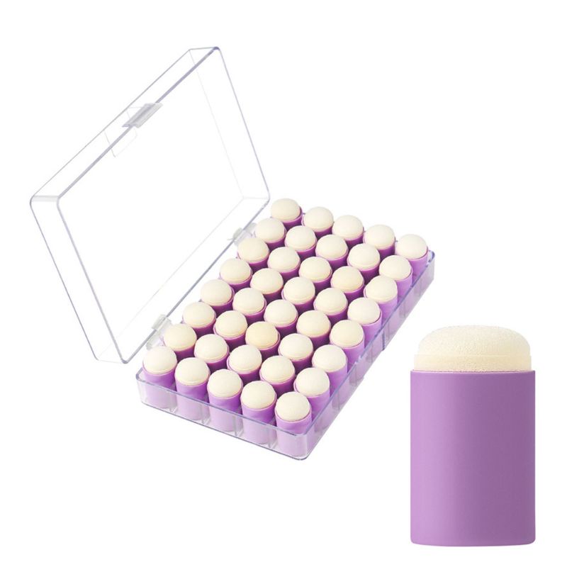 40pcs Finger Sponge Daubers Painting Ink Pad Stamping Brush Craft Case Art Tool with Box Scrapbooking DIY Crafts: Purple