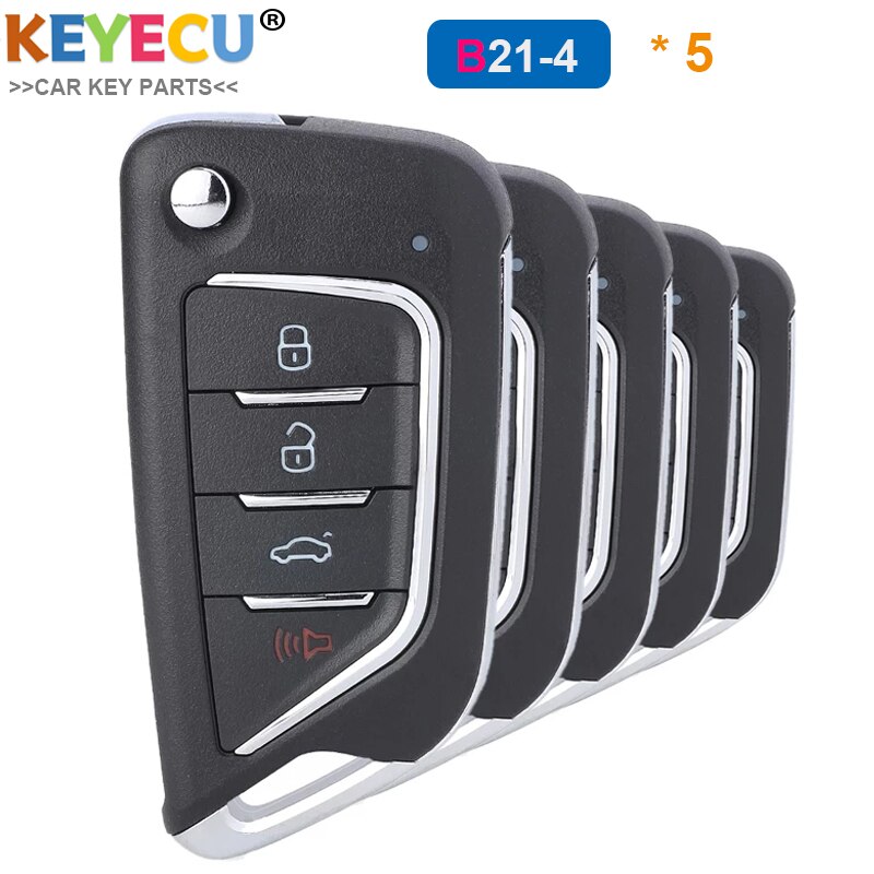 KEYECU 5 Pieces/ Lot, KEYDIY B Series B21-4 Universal KD Remote Control Key - 4 Buttons - for KD900 KD900+ URG200 KD-X2 Mini KD