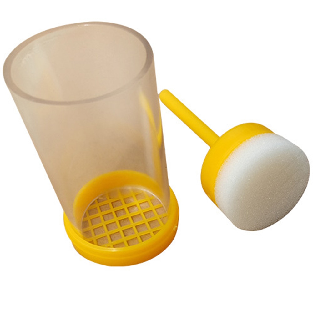 Farm Marking Cage Yellow Box With Plunger Plastic Bottle Useful Beekeeping Bottle Equipment Portable Tool Queen Bee Marker