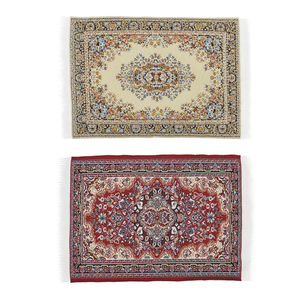 2 Stuks Handgemaakte Geweven Tapijt Vloer Tapijt Miniaturen Decor Voor