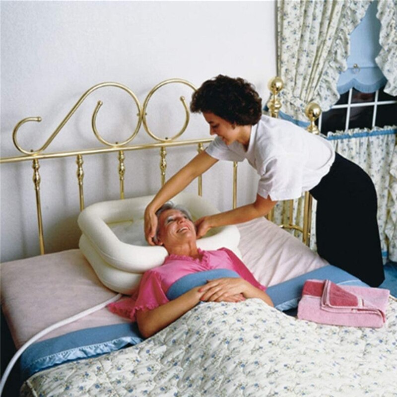 Elderly Care Handicapped Inflatable Hair Washing Basin Shampoo Tray Assistive Aid Portable PVC Inflatable Wash Basin With Drain