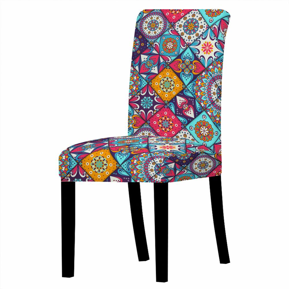 Funda para silla con estampado Floral de Mandala 3D, cubierta para sillas de comedor, espalda alta, decoración para fiestas y bodas: Style 7