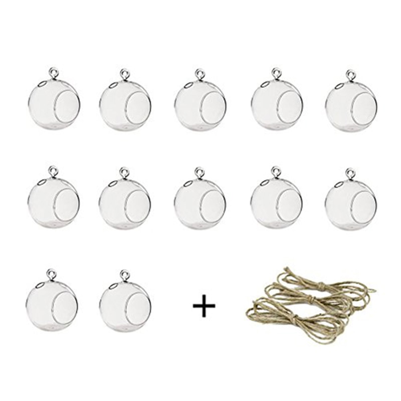80MM Opknoping Theelichthouder Glas Globes Terrarium Bruiloft Kandelaar Kandelaar: 12pcs