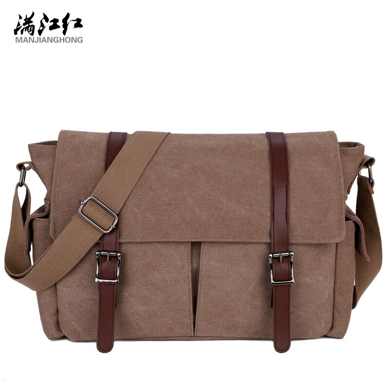 Herre dokumentmappe lærred messanger taske mand bolsos para hombres kontortasker til arbejde taske main homme mænd business crossbody tasker: Brun
