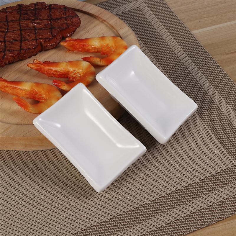 4Pcs 3Inch Keramische Saus Schotel Rechthoekige Voorgerecht Dienblad Snack Sushi Platen Voedsel Dompelen Bowls Specerij Schotel