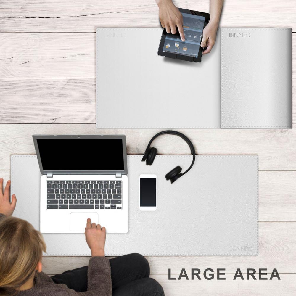 Large Mouse Pad 90X40CM PU Leather Gaming Keyboard Mat Waterproof White Mouse Pad Office Desk Pad Writing Pad