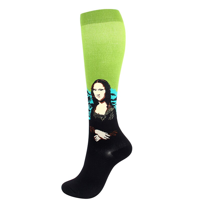 1 par kompressionsstrømper til mænd og kvinder 20-30 mmhg kompressionsstrømper (berømt maleri, small/medium, large/x-large): Monalisa / L / xl