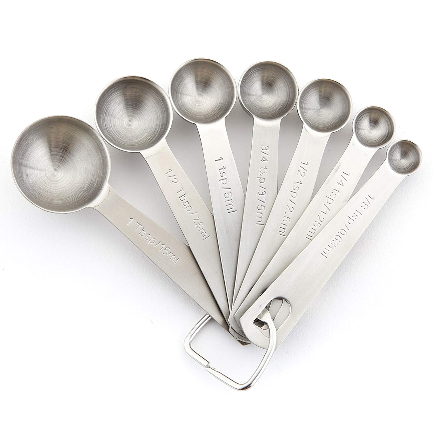 LUDA Chef Measuring Spoons, Heavy Duty Round Stainless Steel Metal, for Dry or Liquid - Set of 7