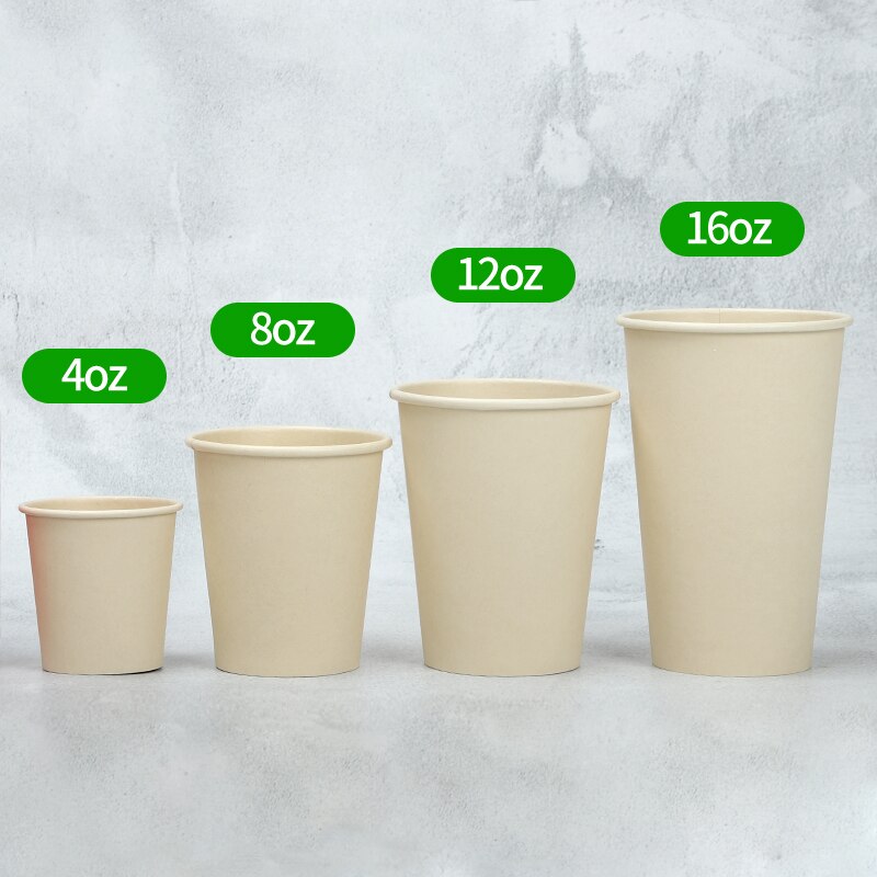 50pcs Pure color disposable cold drink paper cups 4oz 8oz 14oz 16oz coffee tea juice soy packaging cups household water cup