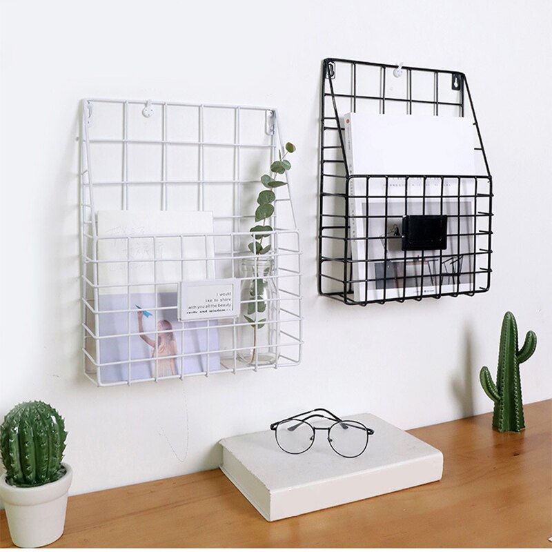 Documents storage wall Wire Shelf Hanging Folder Mail Document Organizer Newspaper Magazine Storage Shelf Wall Shelves